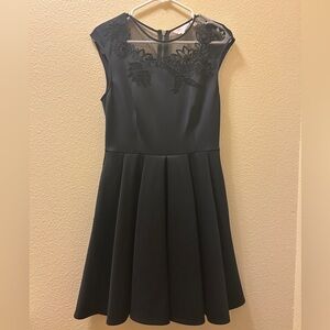 Ted Baker Black Midi Dress with Floral Detail